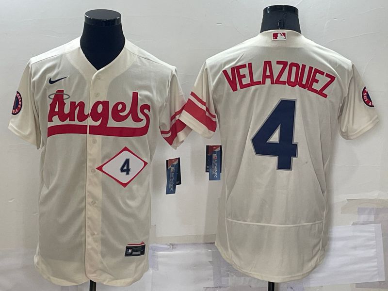 Men Los Angeles Angels #4 Velazouez Cream City Edition Elite Nike 2022 MLB Jerseys